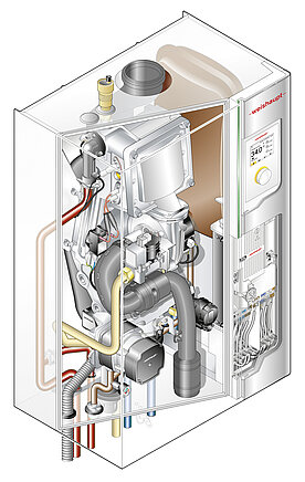 Schnittgrafik des neuen Gas-Brennwertgerätes.